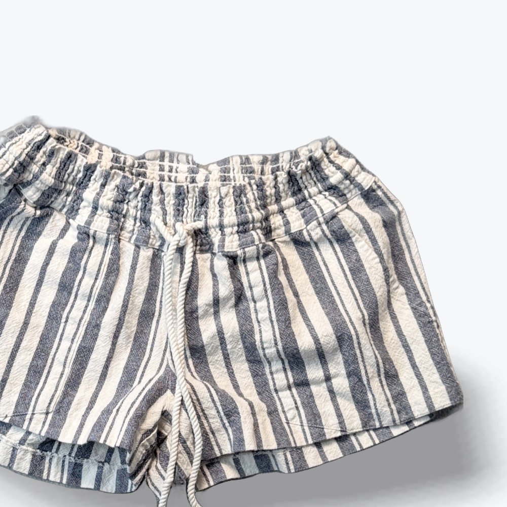 Roxy Linen‎ Blend Beach Shorts Womens Large Navy White Striped